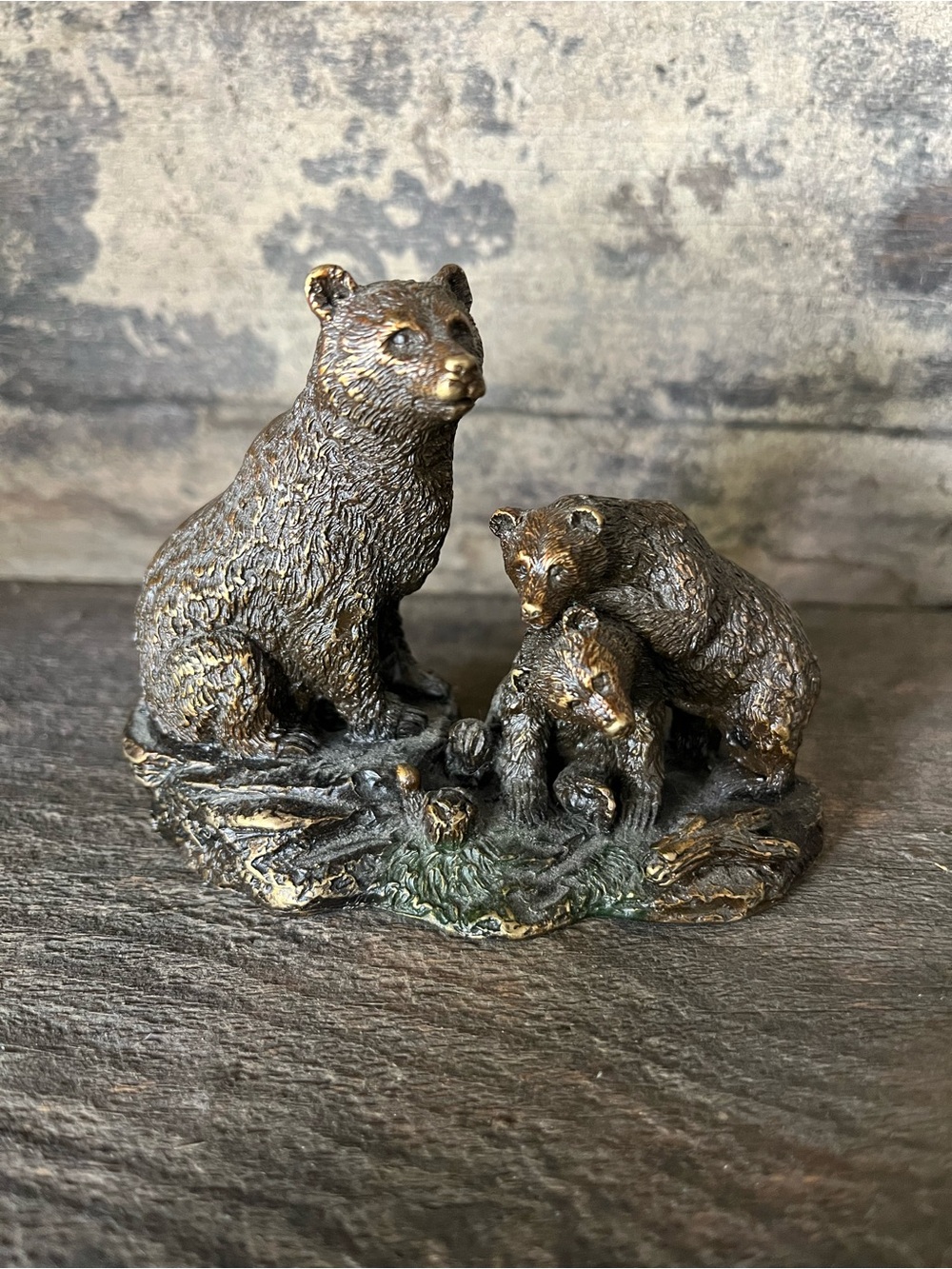 Bronze Bear Family Sculpture - Home Art
